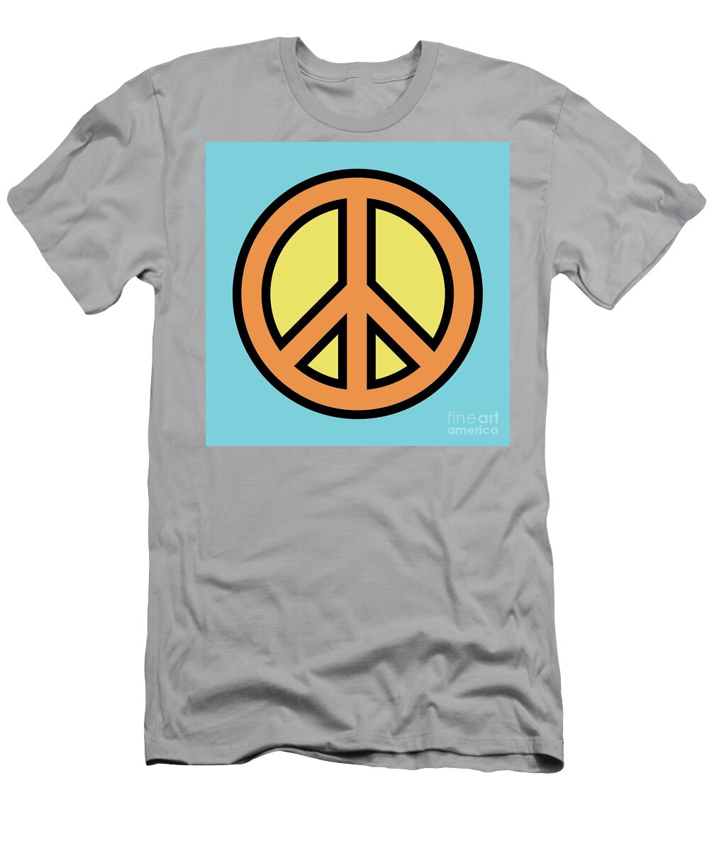 Mod T-Shirt featuring the digital art Mod Peace Sign in Blue by Donna Mibus