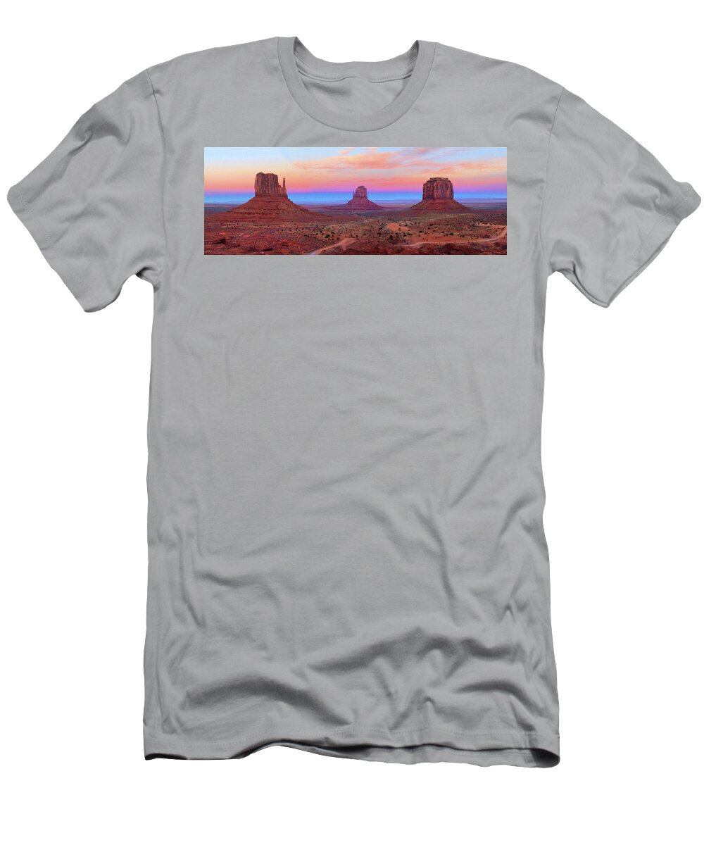 Desert T-Shirt featuring the photograph Monument Valley Just After Dark 2 by Mike McGlothlen