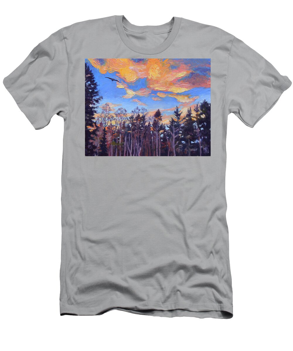 Sunrise T-Shirt featuring the painting Morning Flyover by Stacey Neumiller