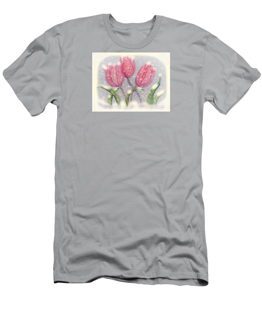 Tulip T-Shirt featuring the painting Morning Magic by Angela Davies