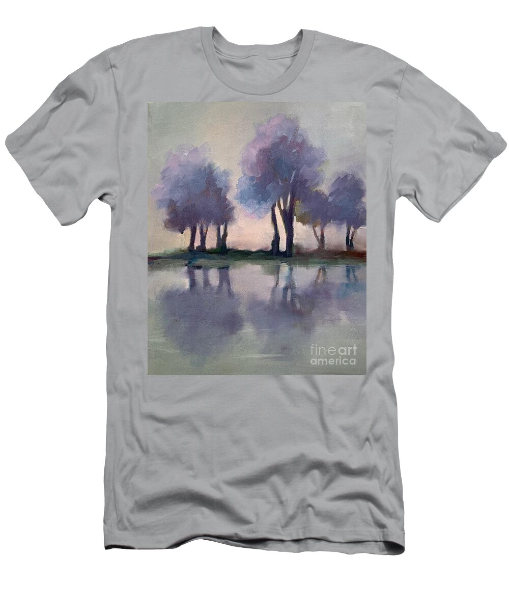 Landscape T-Shirt featuring the painting Morning Mist by Michelle Abrams