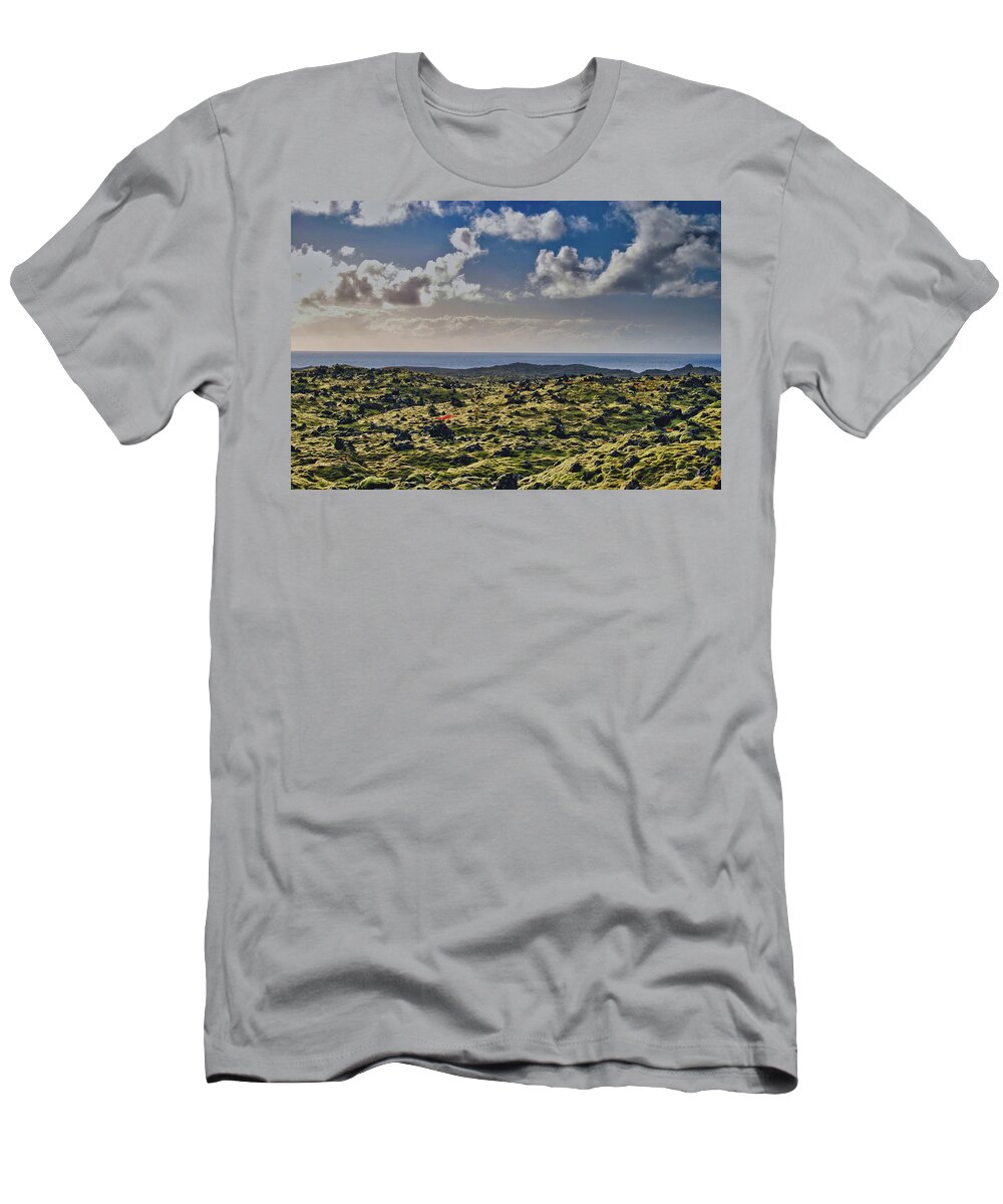 Iceland T-Shirt featuring the photograph Moss by the Sea by Judy Cuddehe