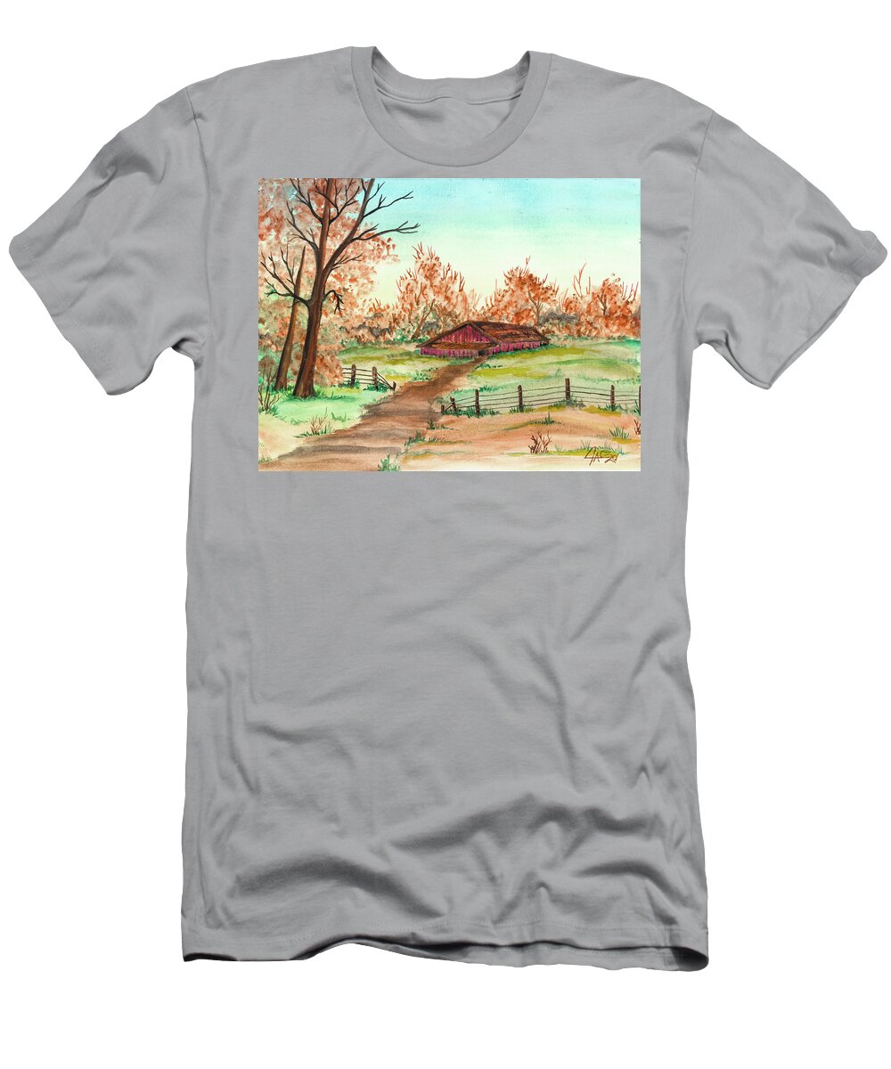Fall T-Shirt featuring the painting Mothers Medow by The GYPSY and Mad Hatter