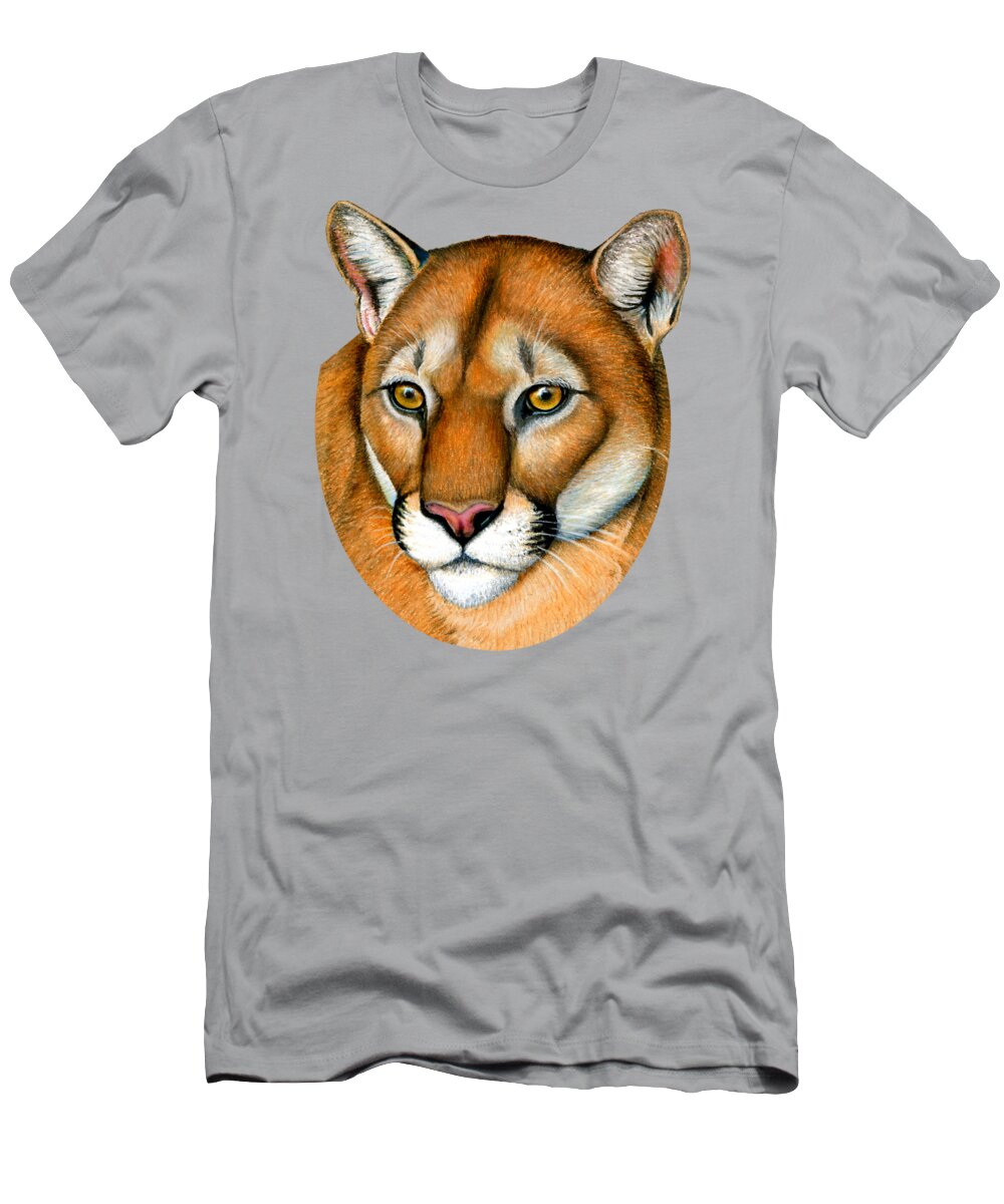 Cougar T-Shirt featuring the pastel Mountain Lion Cougar Wild Cat by Rebecca Wang