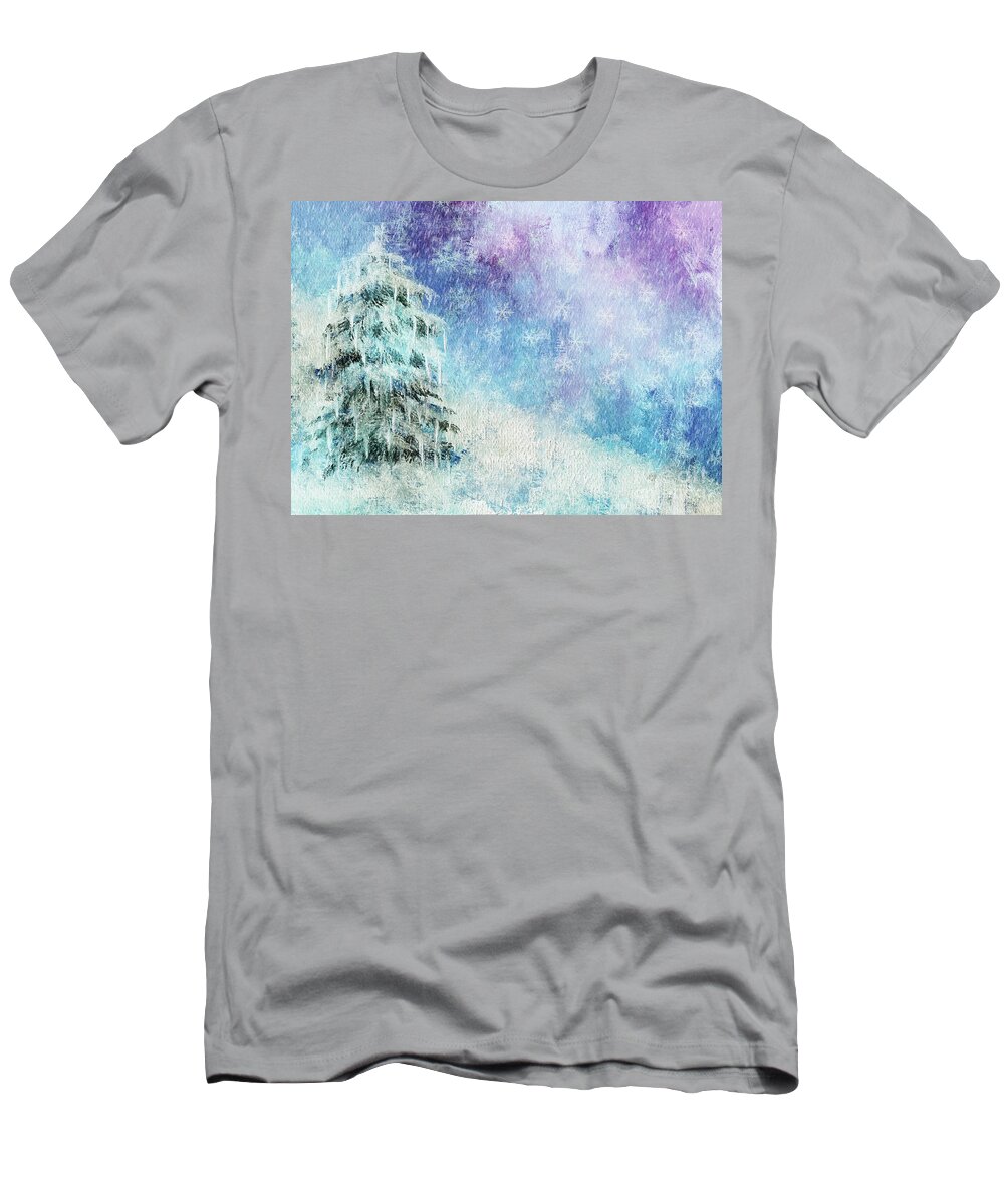 Snow T-Shirt featuring the digital art Mountain Magic by Lois Bryan