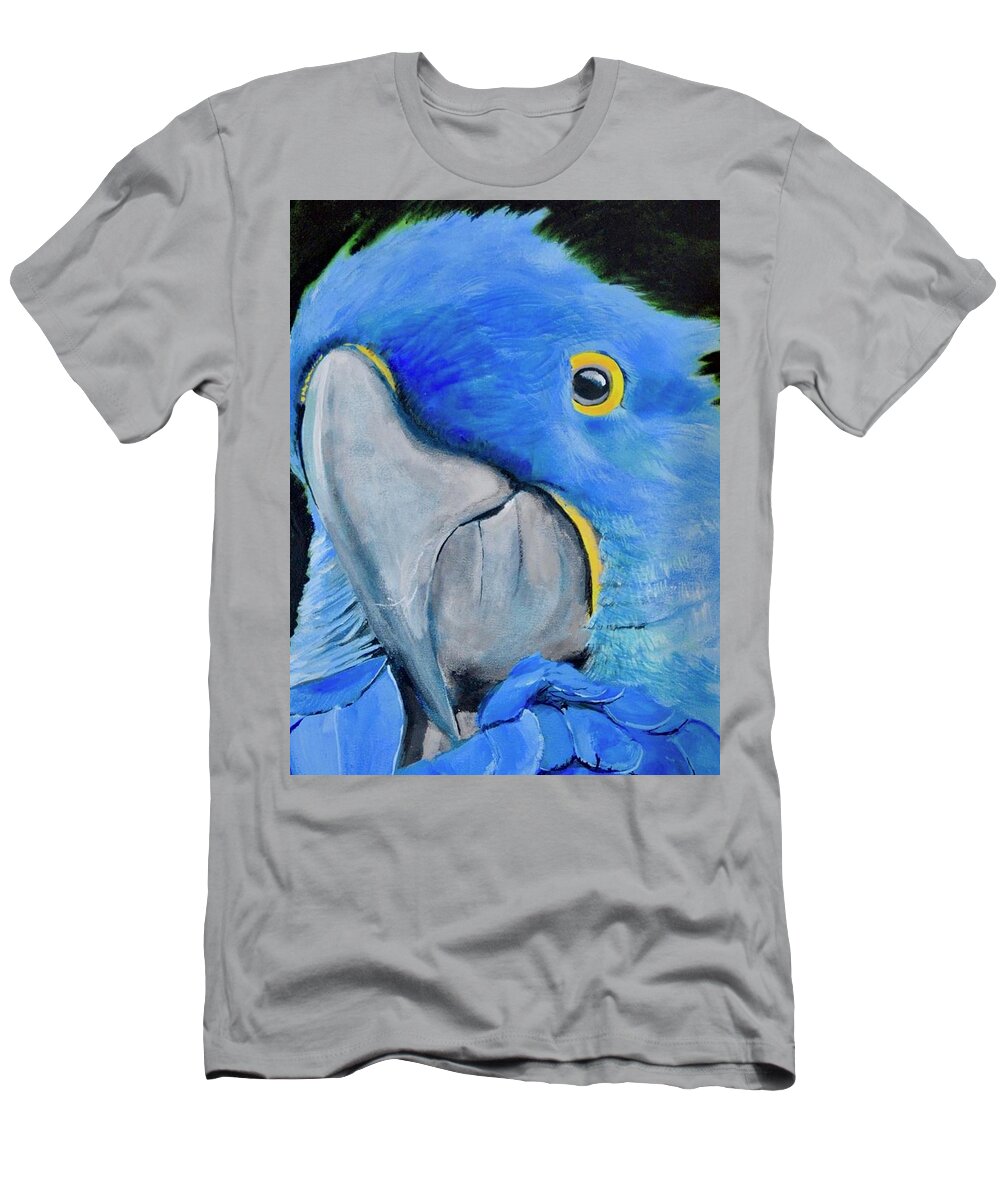 Bird T-Shirt featuring the painting Mr Blue by Walt Maes