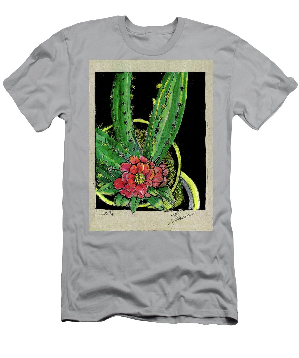 Flowers T-Shirt featuring the drawing My Cactus by Marnie Clark