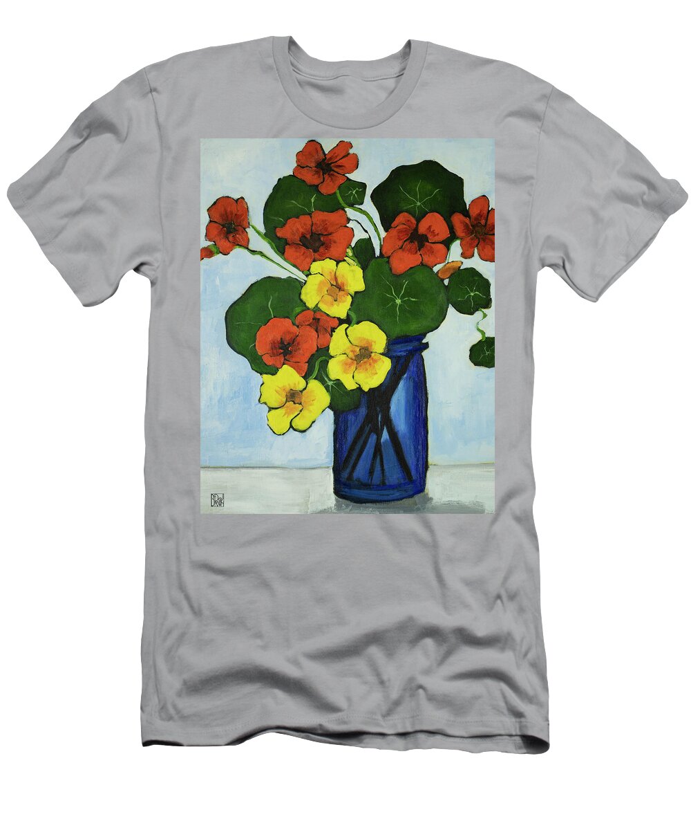 Still Life T-Shirt featuring the painting Nasturtiums by Debbie Brown