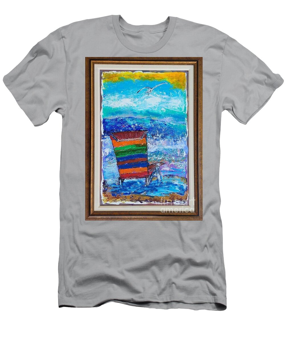  T-Shirt featuring the painting Neglected Beach Chair by Mark SanSouci