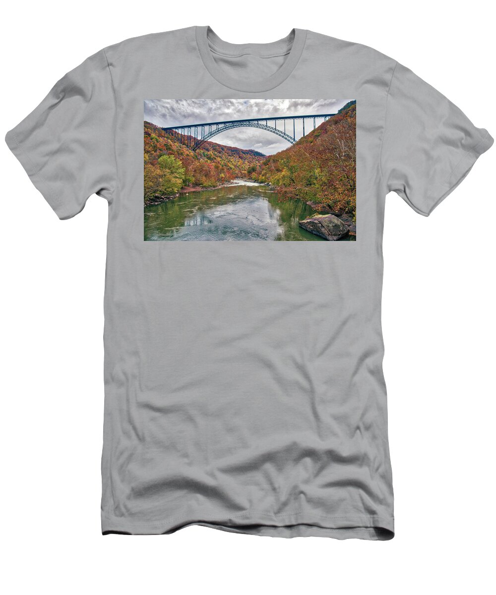 America T-Shirt featuring the photograph New River Gorge Bridge by Andy Crawford