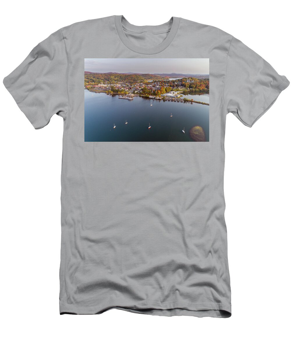 Fall T-Shirt featuring the photograph Newport Vermont Waterfront 2020 by John Rowe
