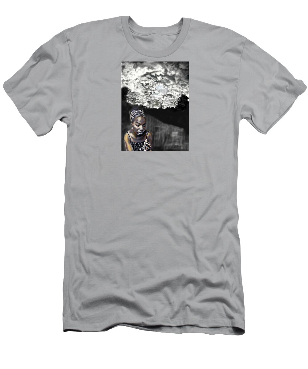 Nina T-Shirt featuring the digital art Nina by Moonlight by Joe Roache