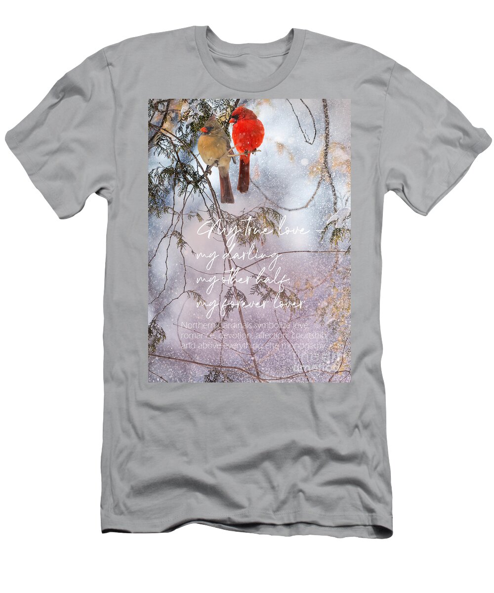 Love T-Shirt featuring the photograph Northern Cardinal Love Story by Sandra Rust