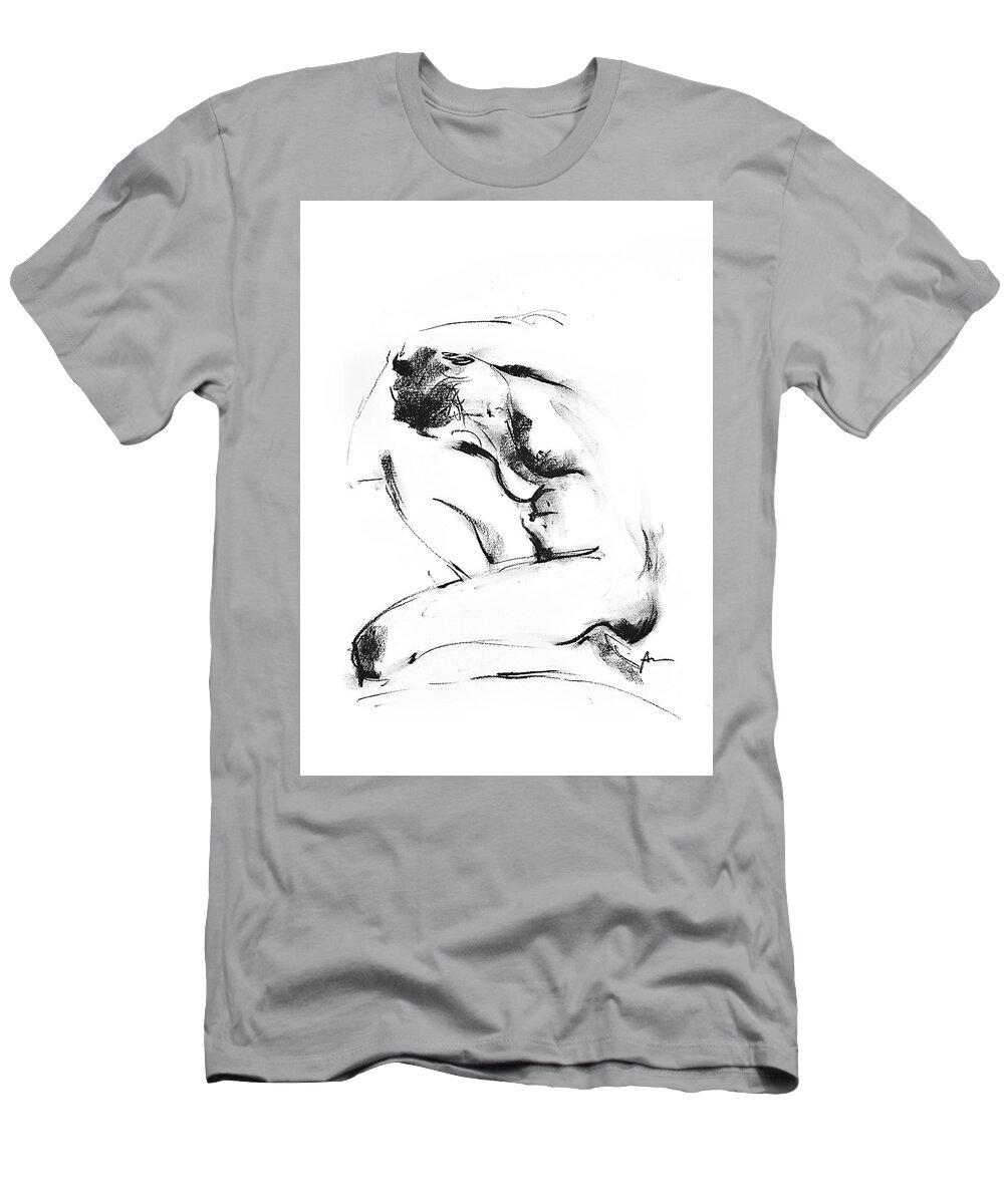 Nude T-Shirt featuring the drawing Nude 015 by Ani Gallery