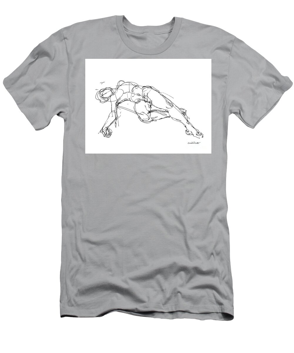 Male T-Shirt featuring the drawing Nude Male Drawings 1 by Gordon Punt