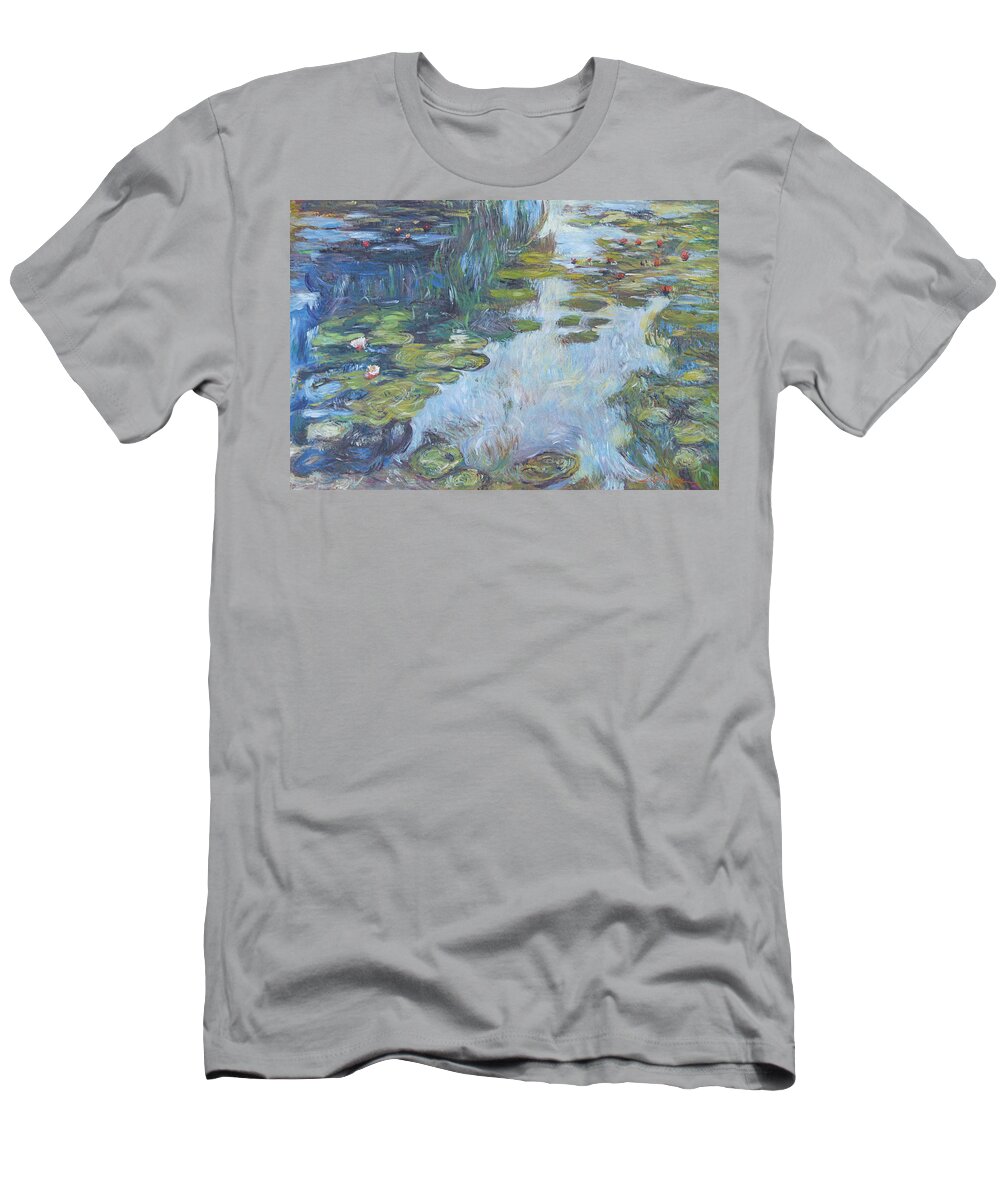 Giverny T-Shirt featuring the painting Nympheas Patterns by David Lloyd Glover