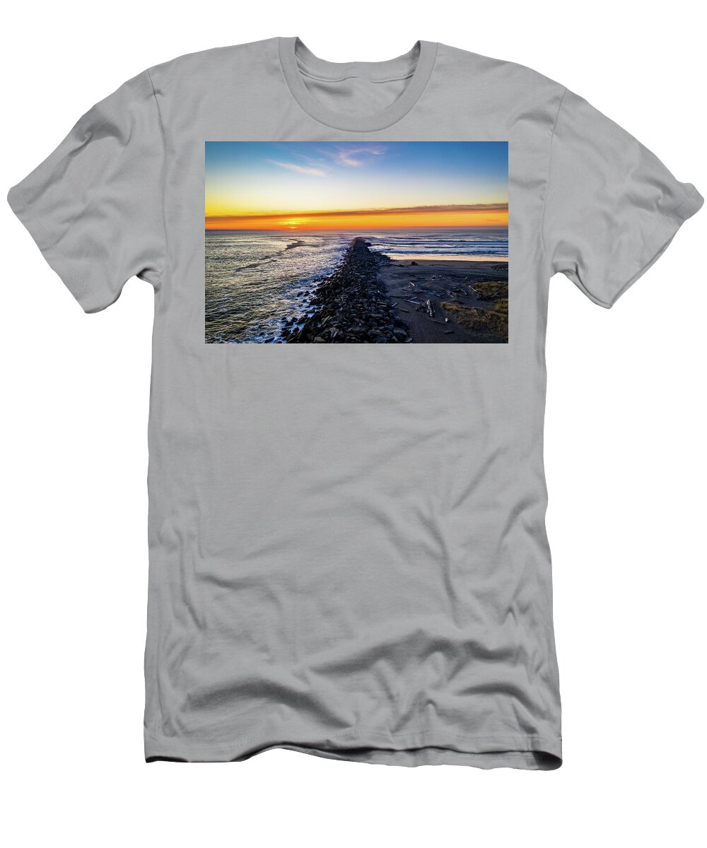 Drone T-Shirt featuring the photograph Ocean Jetty by Clinton Ward