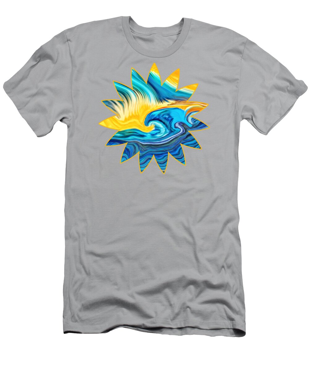 Ocean Sunset T-Shirt featuring the digital art Ocean Sunset Abstract by Two Hivelys