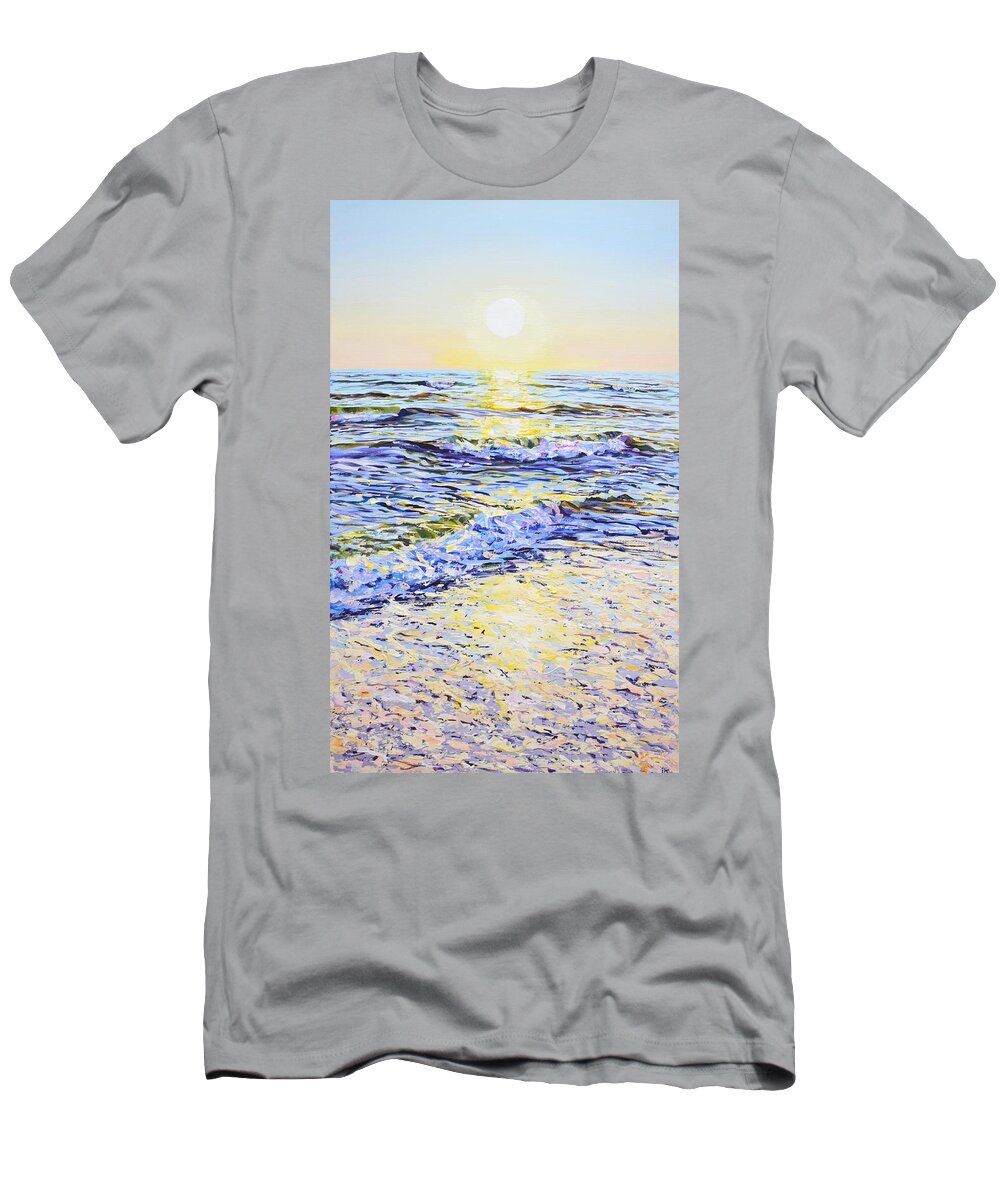 Sea T-Shirt featuring the painting Ocean. The sun. by Iryna Kastsova