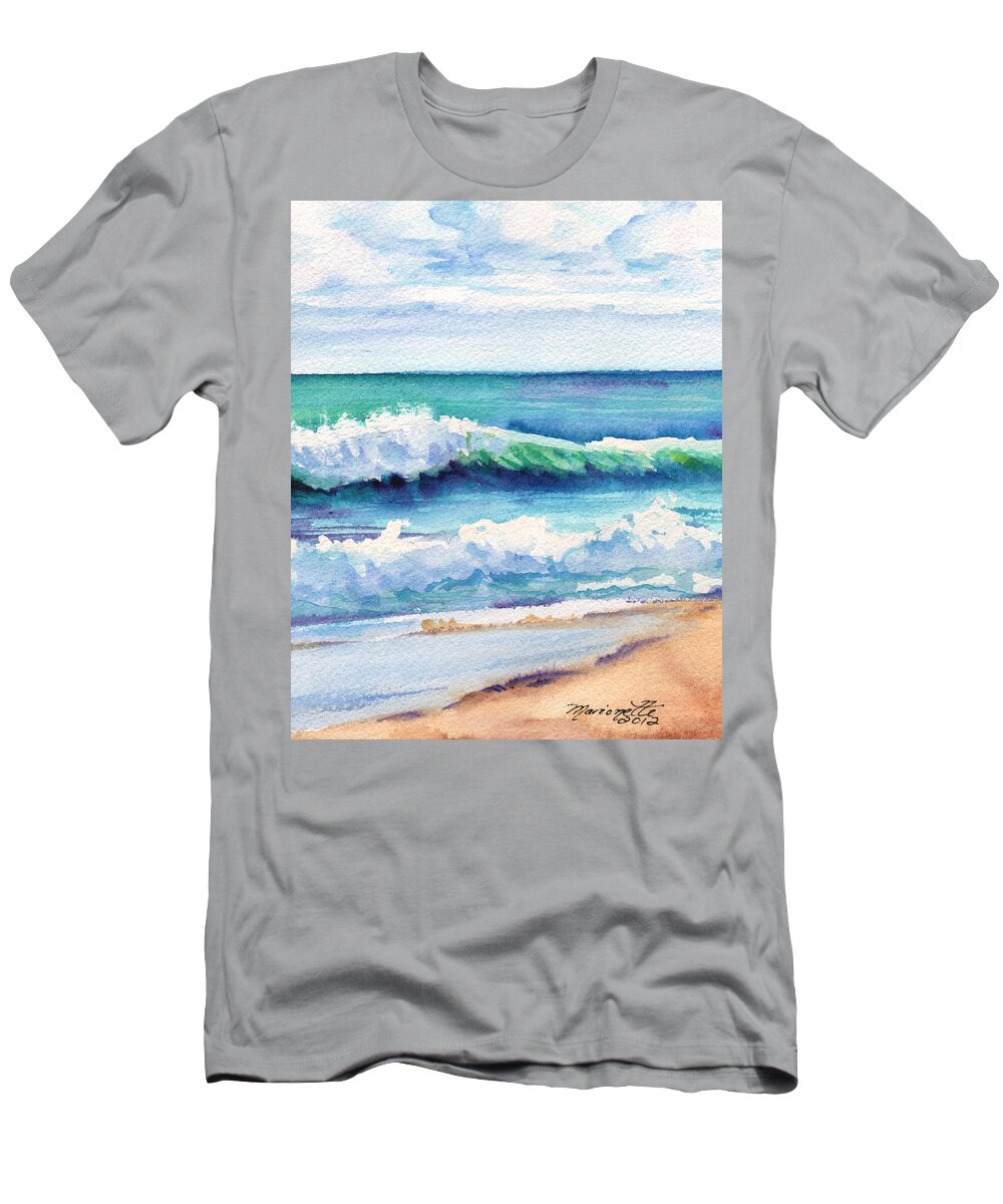 Kauai Ocean Waves T-Shirt featuring the painting Ocean Waves of Kauai I by Marionette Taboniar