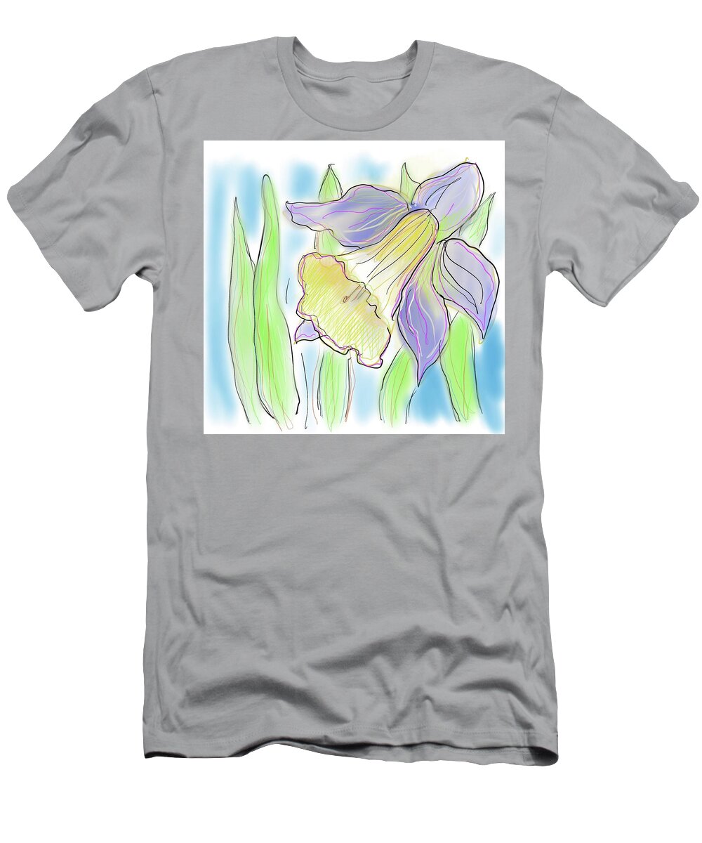 Daffodils T-Shirt featuring the drawing Ode to The Daffodil by Gerry High