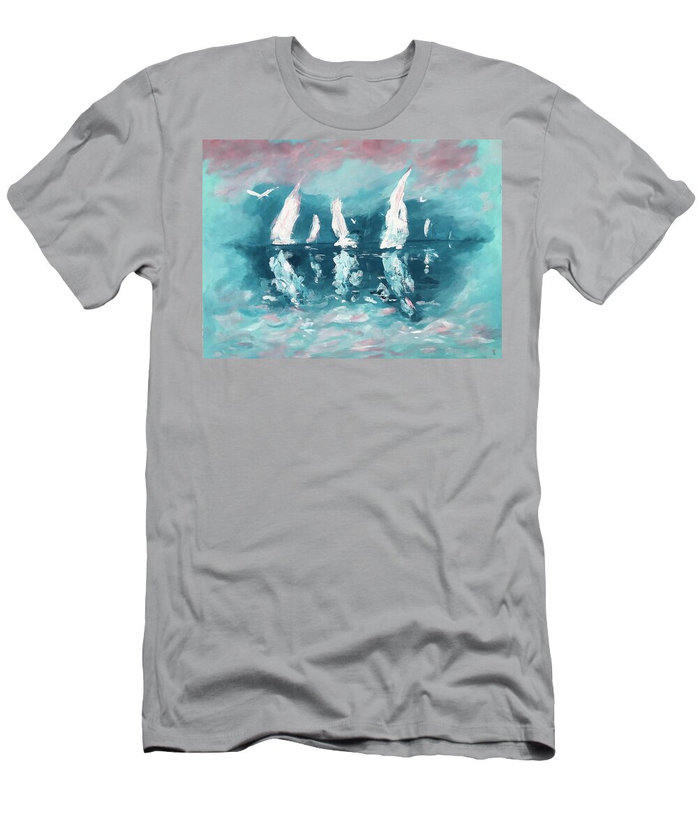 Art T-Shirt featuring the painting Offshore by Deborah Smith