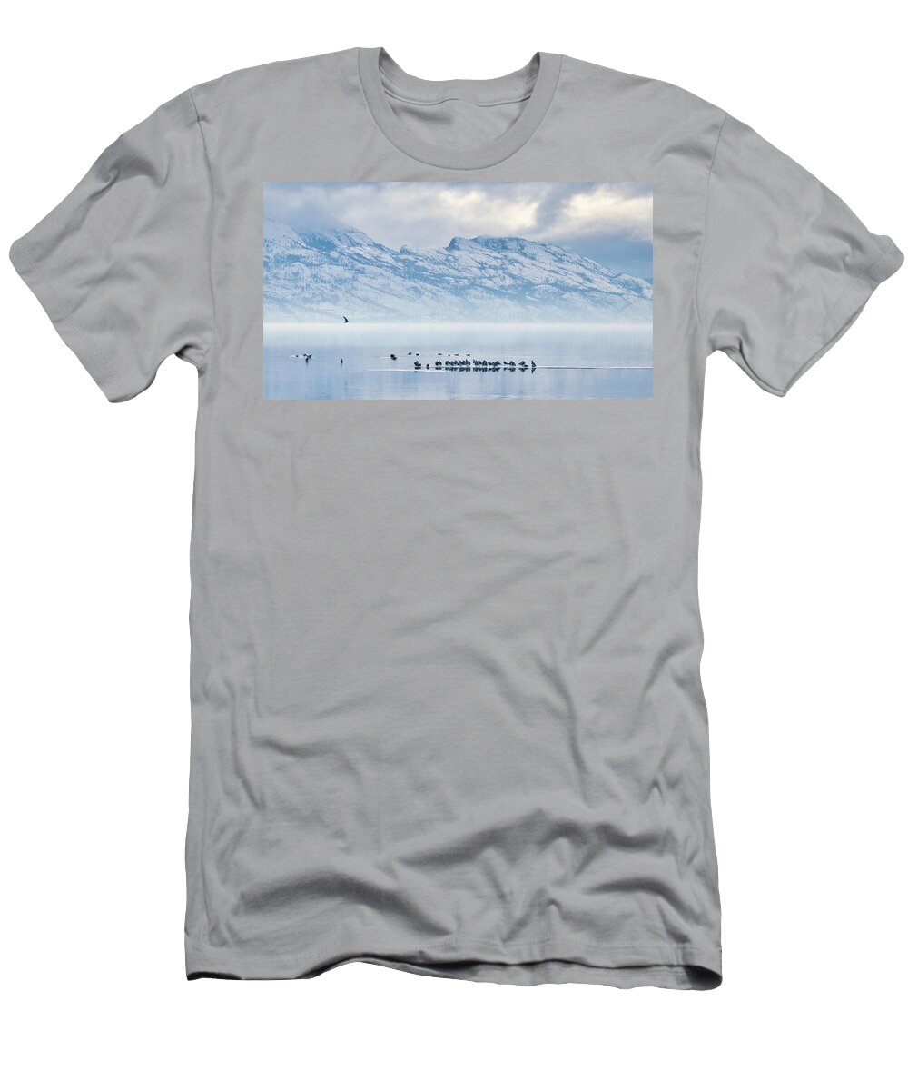 Landscape T-Shirt featuring the photograph Okanagan Lake Gulls by Allan Van Gasbeck