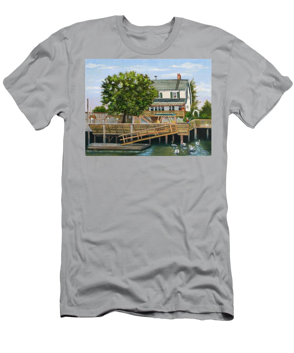 House T-Shirt featuring the painting Old House With Swans by Madeline Lovallo