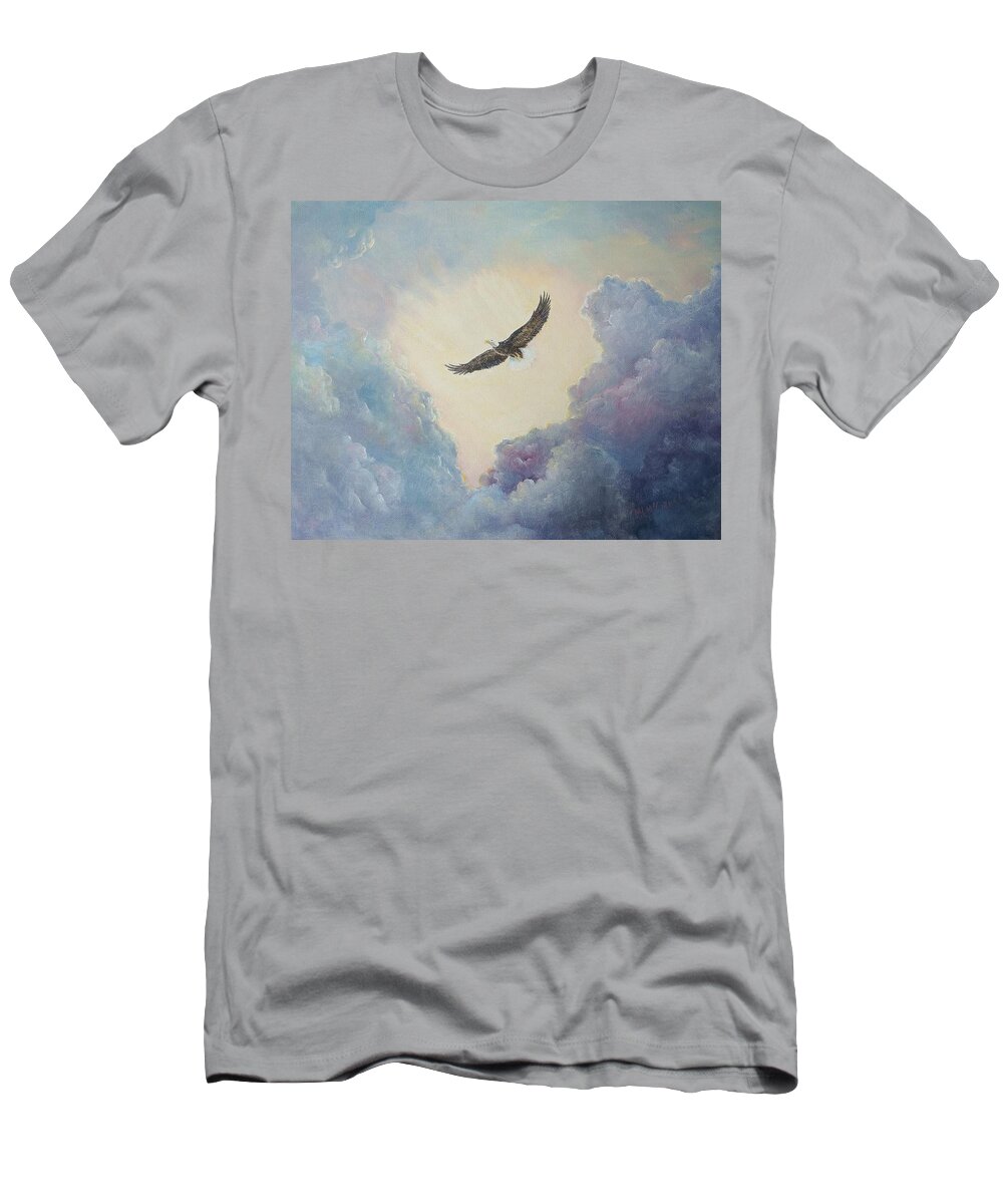 Eagles T-Shirt featuring the painting On Eagles' Wings by ML McCormick