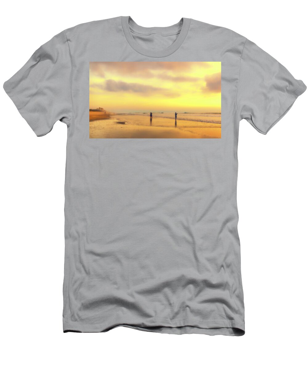 Beach T-Shirt featuring the photograph On Golden Beach by Karen Sirnick