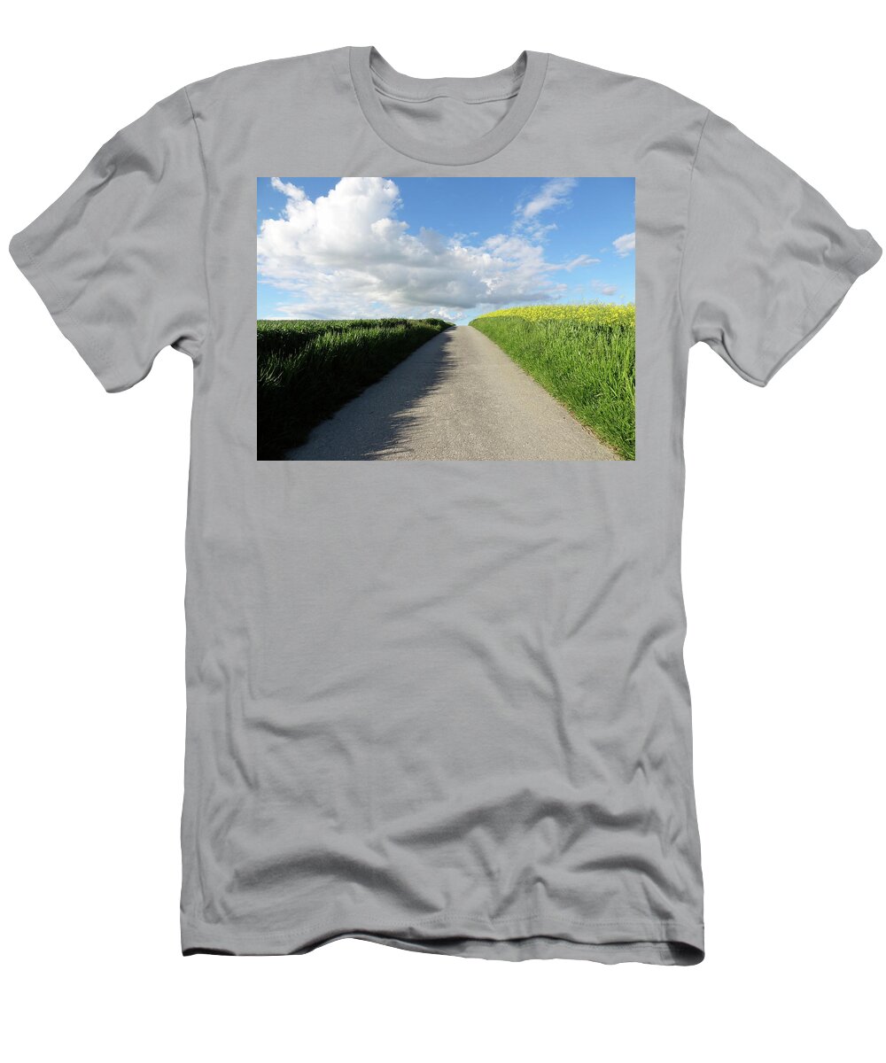 Path T-Shirt featuring the mixed media on the way from Switzerland by Joelle Philibert