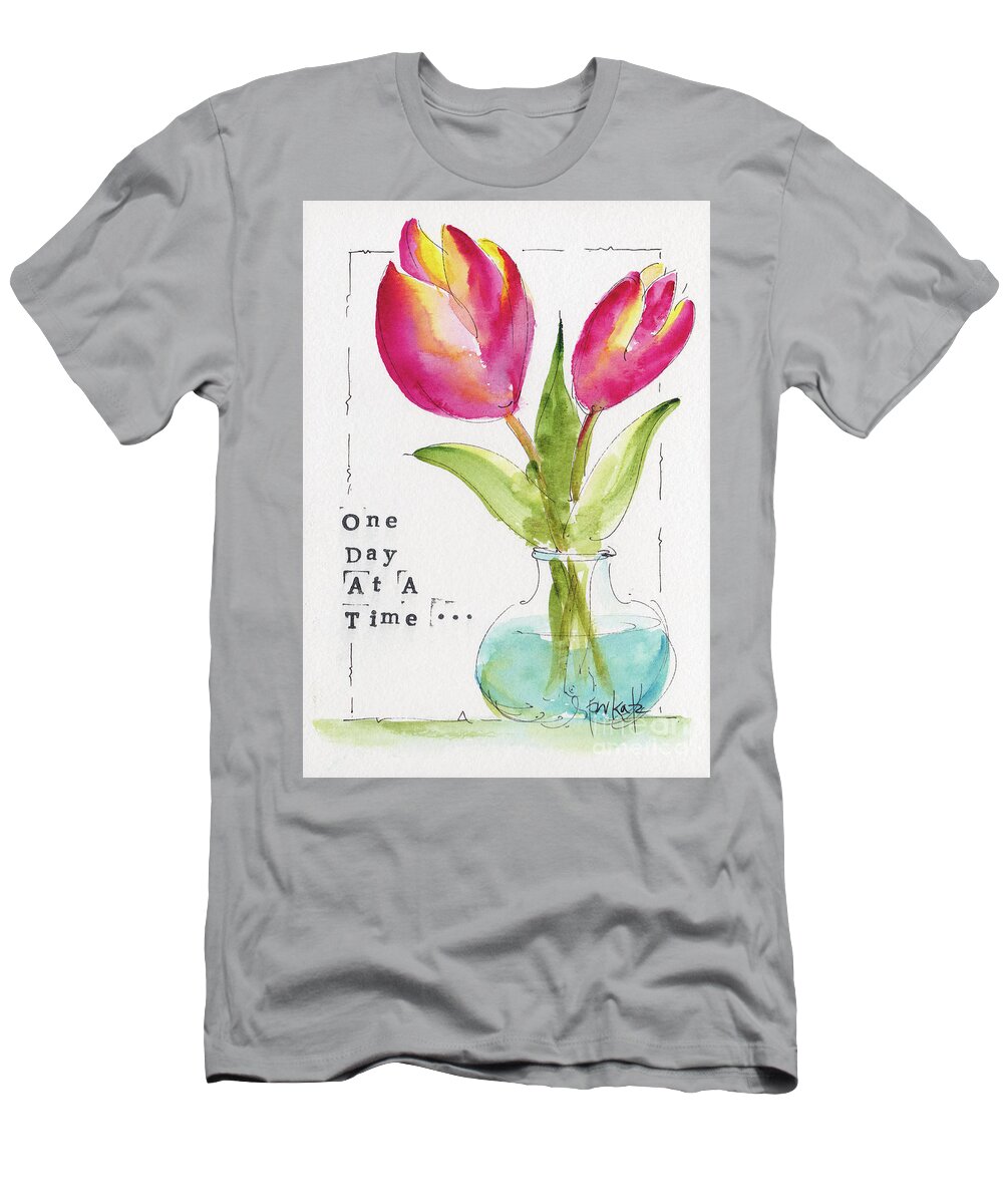 Impressionism T-Shirt featuring the painting One Day At A Time Pink Tulips by Pat Katz