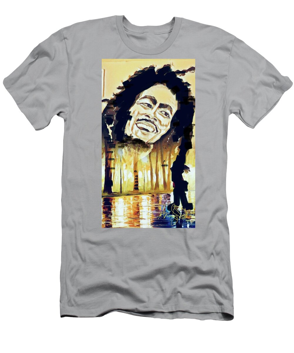  T-Shirt featuring the painting One Love 2.0 by Angie ONeal