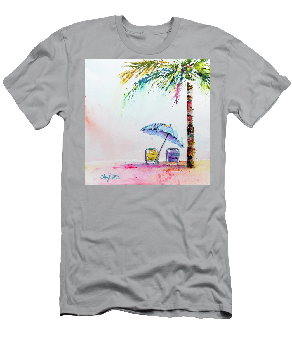 Beach T-Shirt featuring the painting One Palm by Cheryl Prather