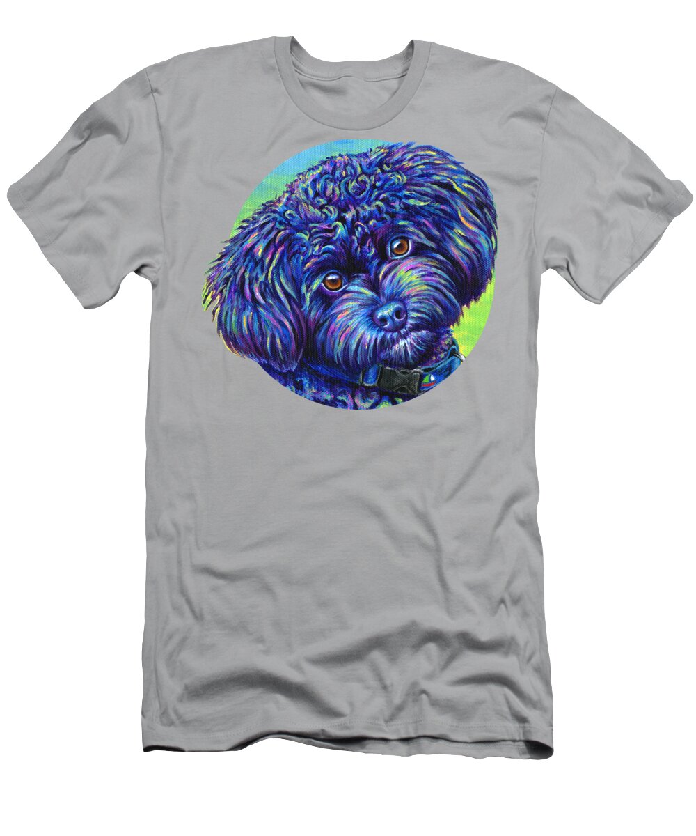 Poodle T-Shirt featuring the painting Opalescent - Black Toy Poodle by Rebecca Wang