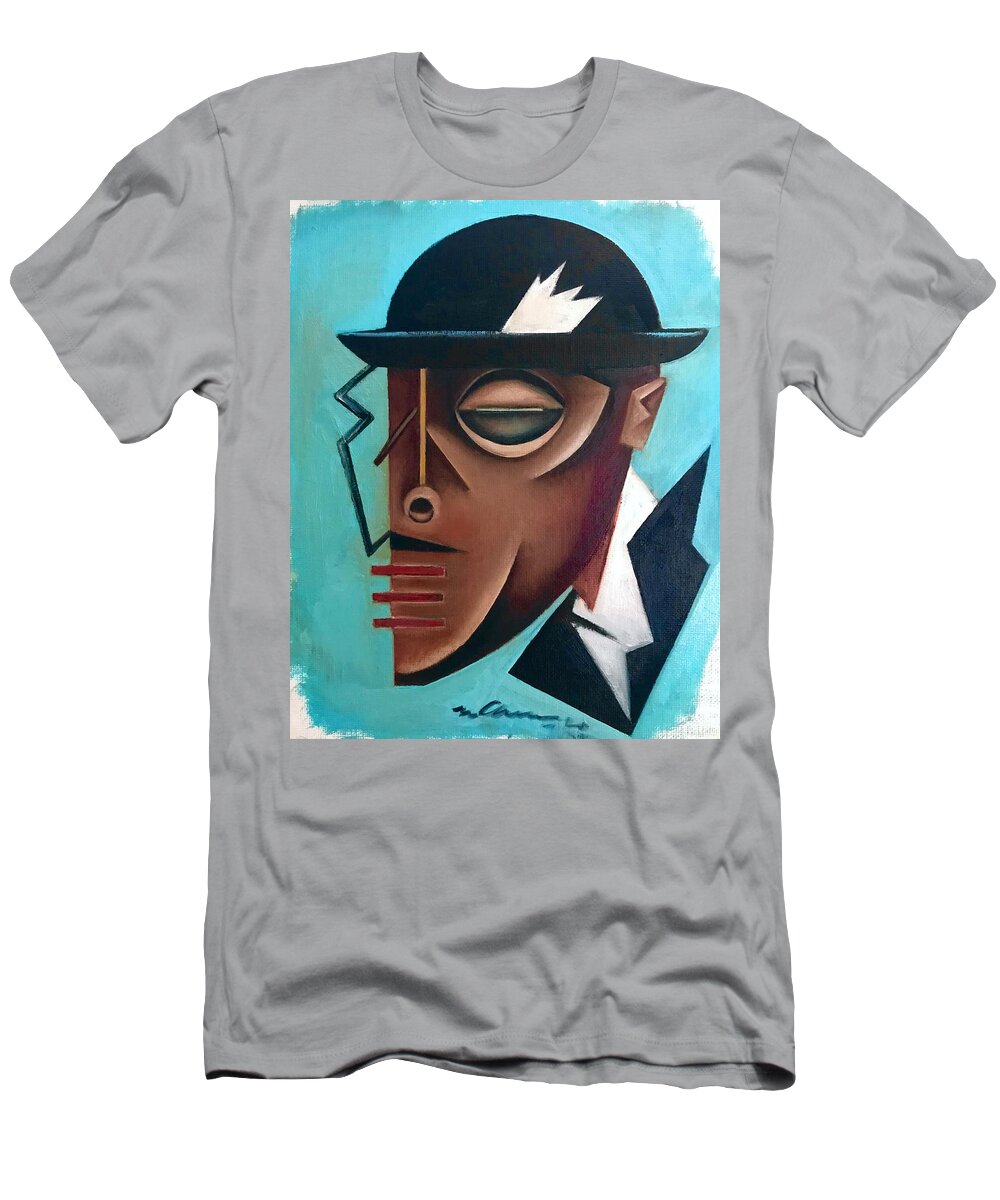 Jazz T-Shirt featuring the painting Osby/ Jazz- Last Hat of Mr. Gutterman by Martel Chapman