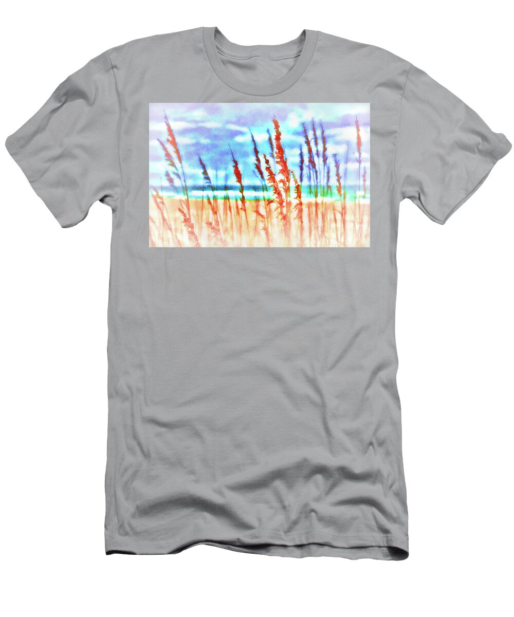 Beach T-Shirt featuring the photograph Outer Banks Swaying Oats fx by Dan Carmichael
