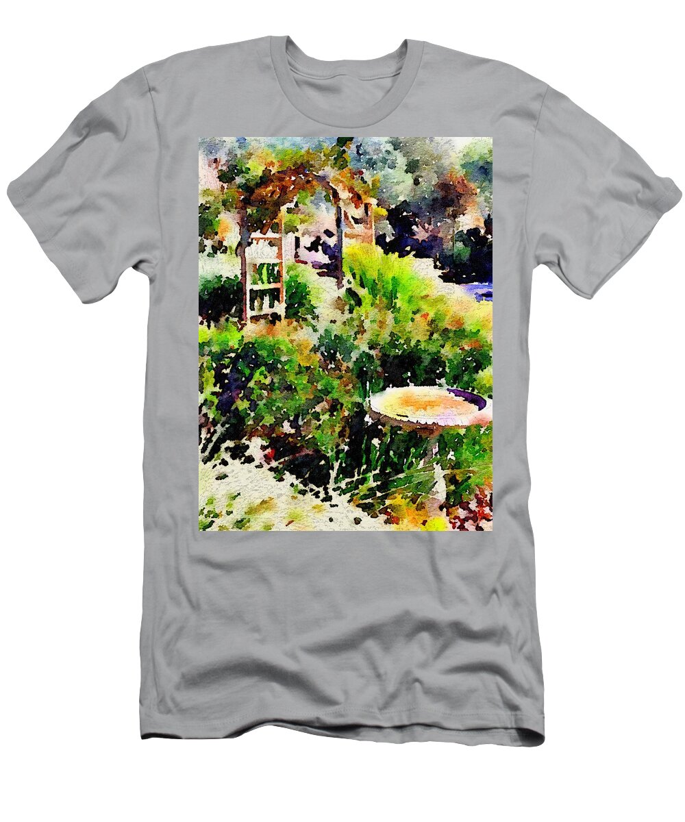 Waterlogue T-Shirt featuring the photograph A Special Garden by Sandra Lee Scott