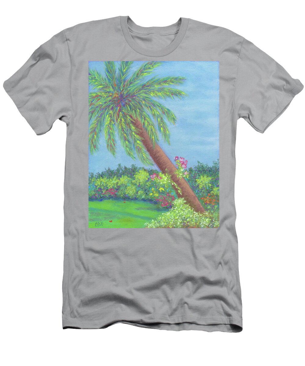 Palm Trees T-Shirt featuring the pastel Orchids on a Palm Tree by Anne Katzeff