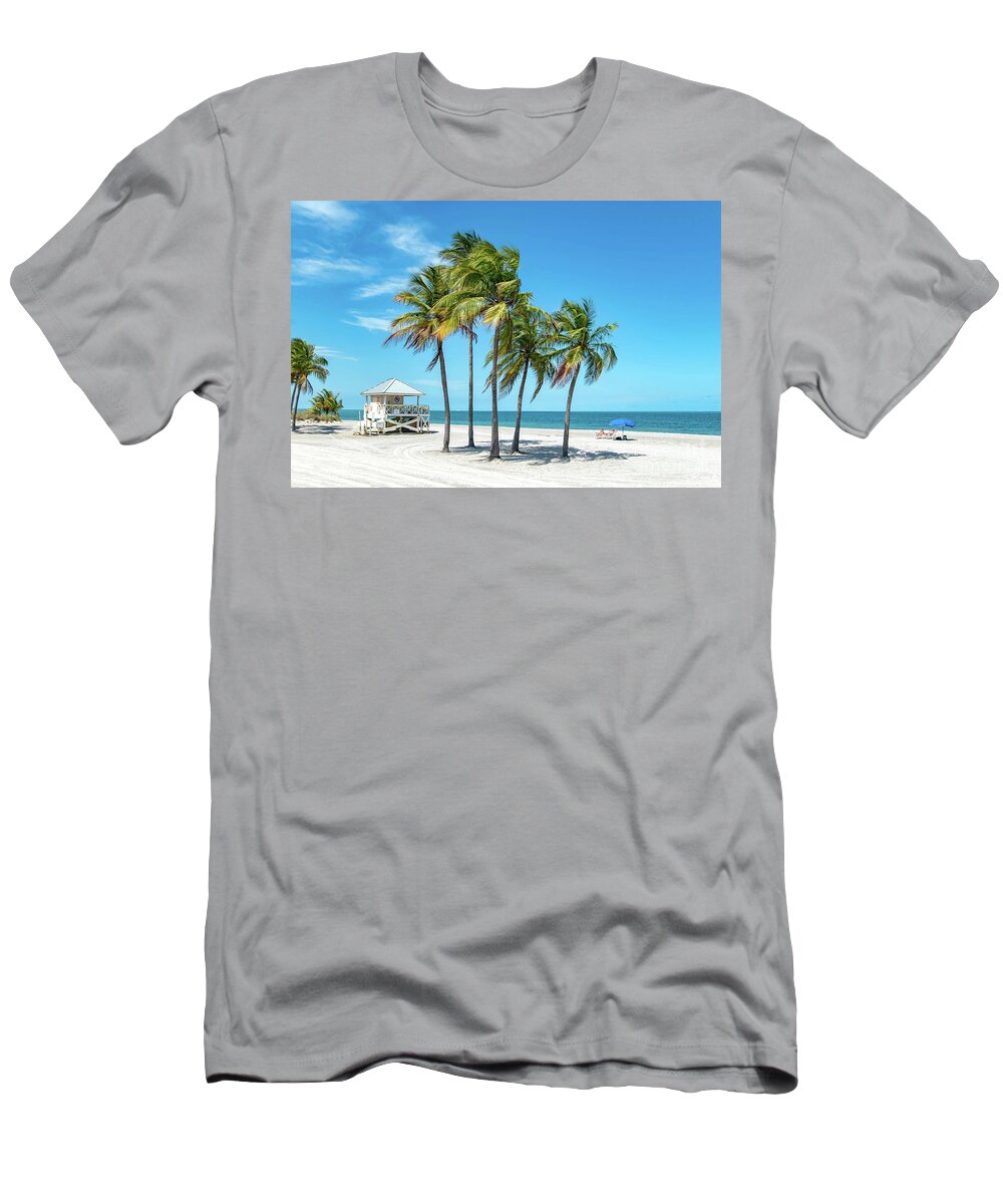 Palm Trees T-Shirt featuring the photograph Palm Trees on the Beach, Key Biscayne, Florida by Beachtown Views