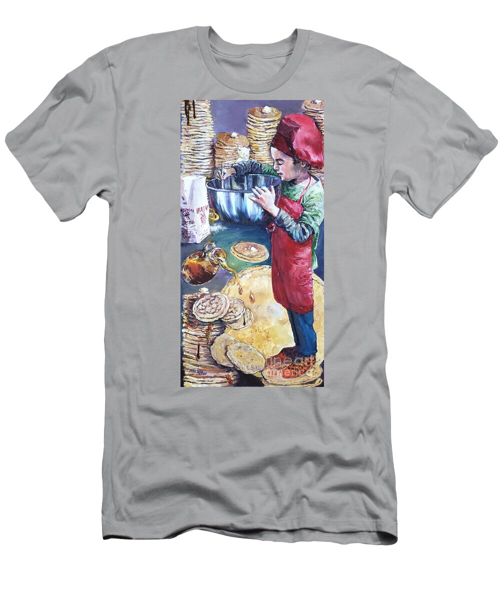 Cooking T-Shirt featuring the painting Pancake Chef by Merana Cadorette