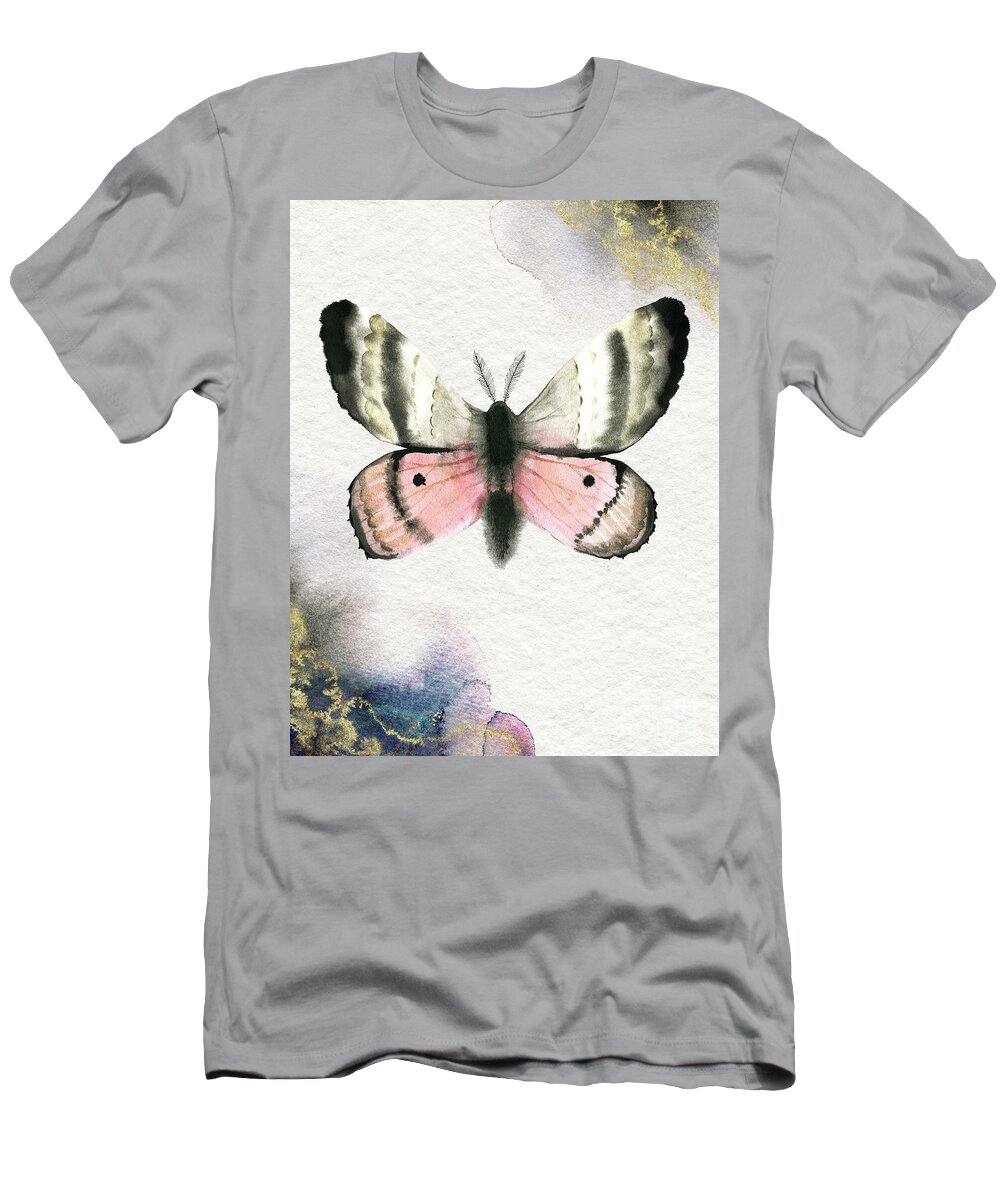 Pandora Moth T-Shirt featuring the painting Pandora Moth by Garden Of Delights