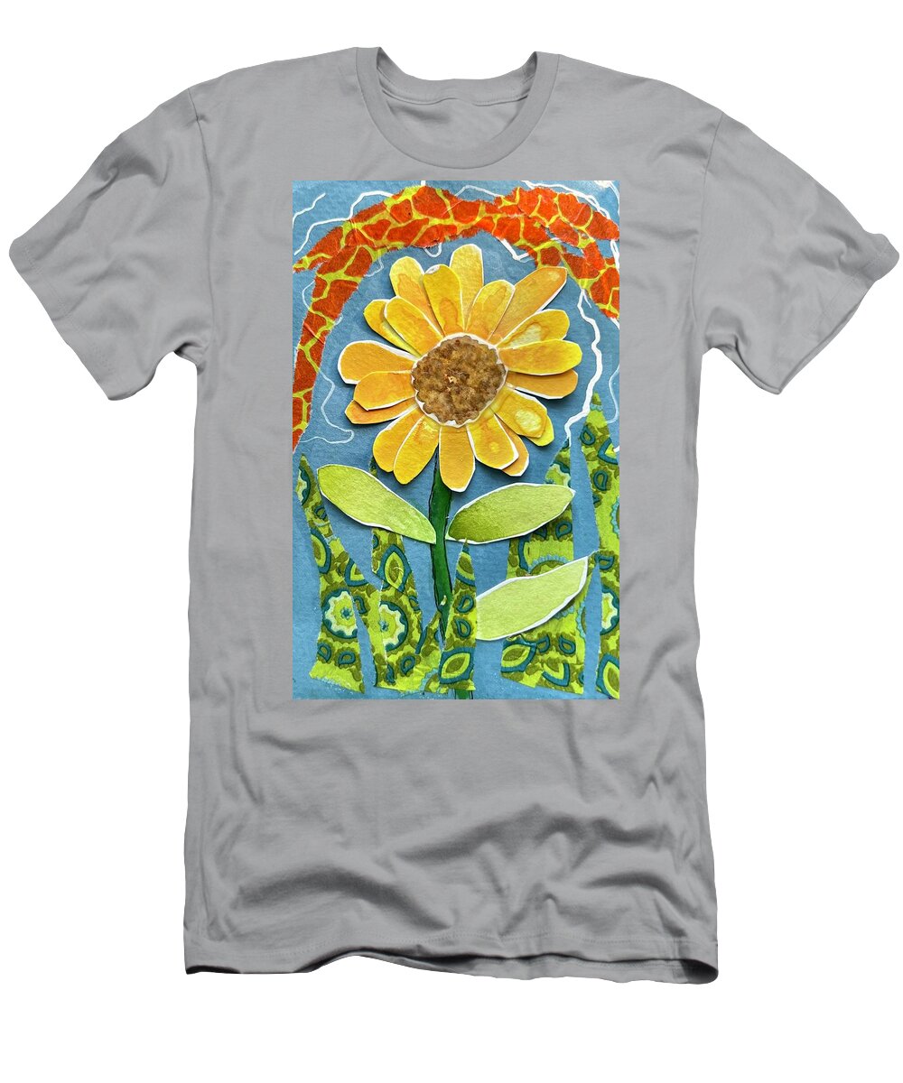  T-Shirt featuring the painting Paper Sunflower by Theresa Marie Johnson