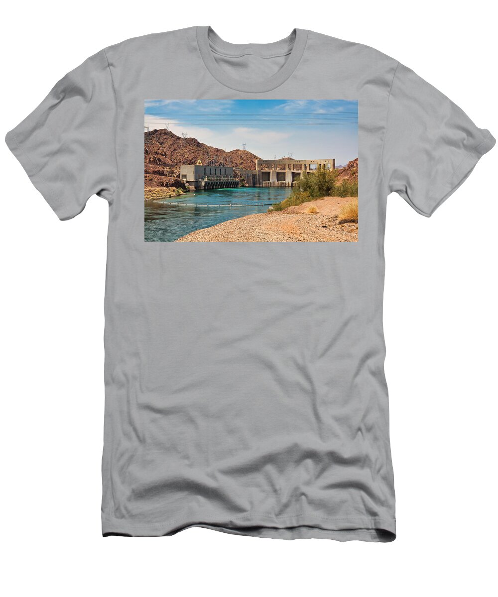 Parker Dam T-Shirt featuring the photograph Parker Dam on Havasu Lake, Arizona by Tatiana Travelways