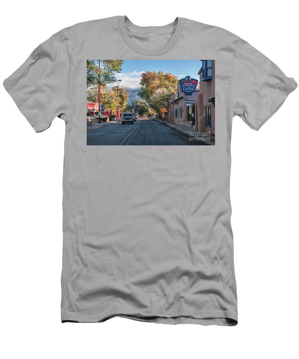 Taos T-Shirt featuring the photograph Passing the Historic Taos Inn by Elijah Rael