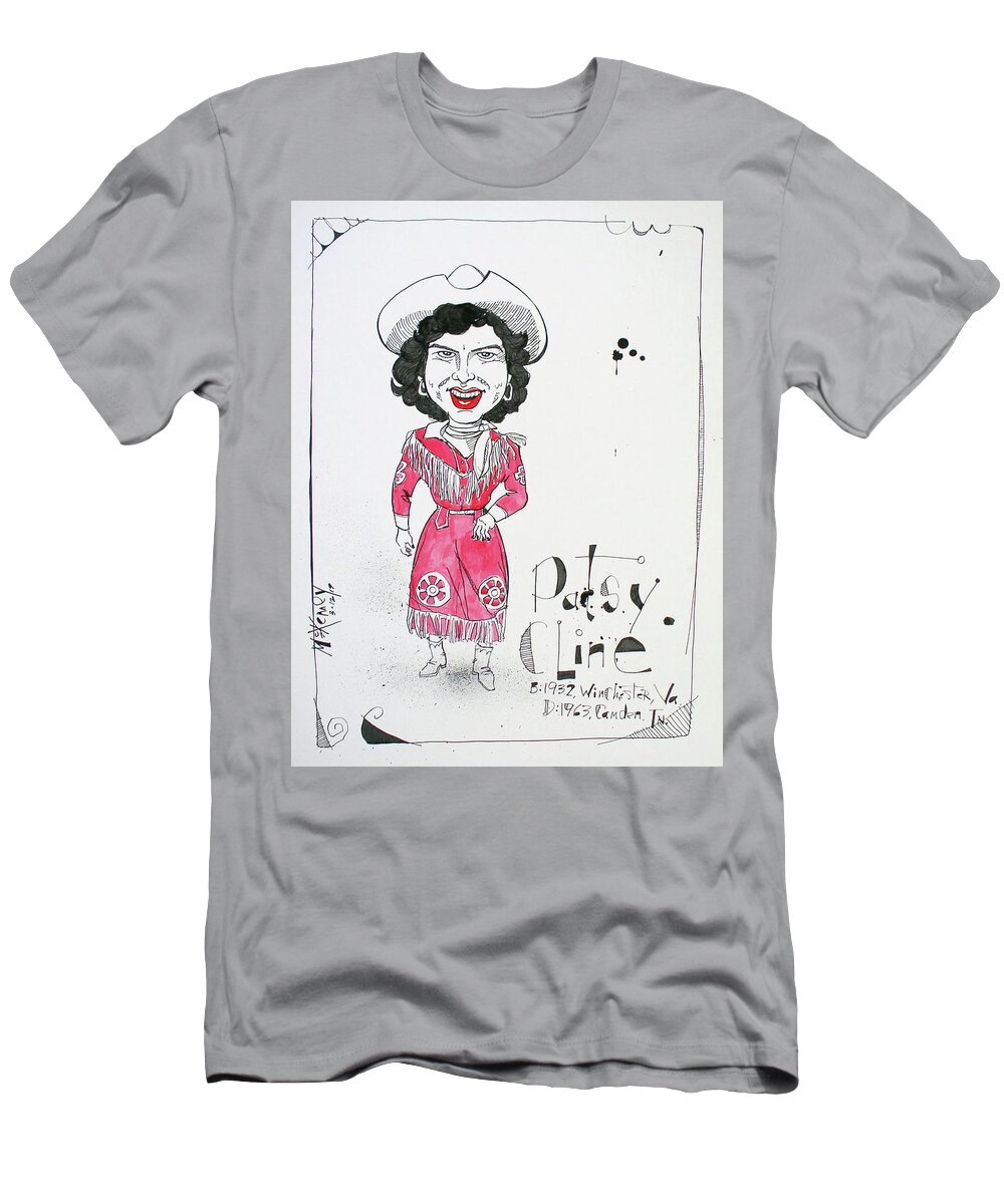  T-Shirt featuring the drawing Patsy Cline by Phil Mckenney