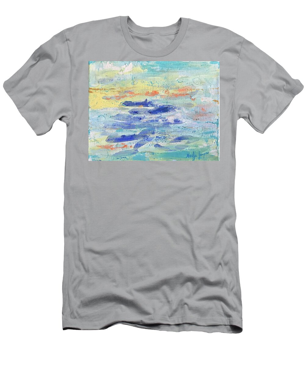 Beach T-Shirt featuring the painting Peaceful Afternoon by Medge Jaspan
