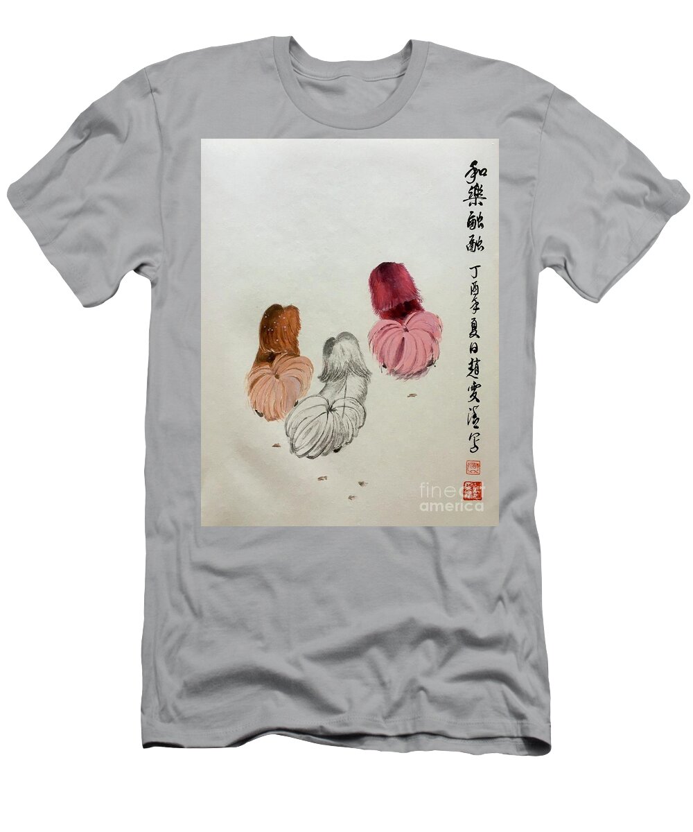 Pekes T-Shirt featuring the painting Peaceful and Joy by Carmen Lam