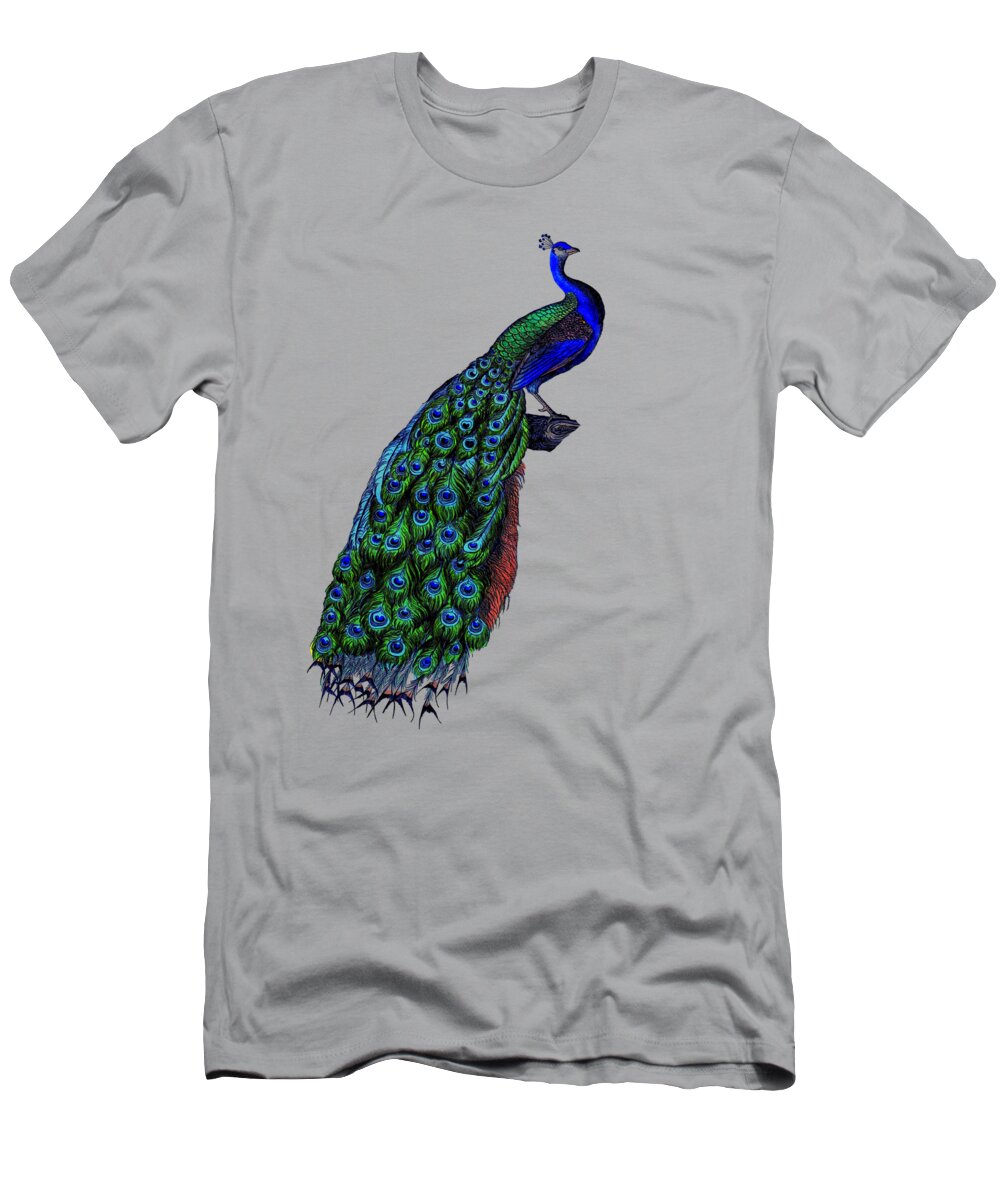 Peacock T-Shirt featuring the digital art Peafowl by Madame Memento