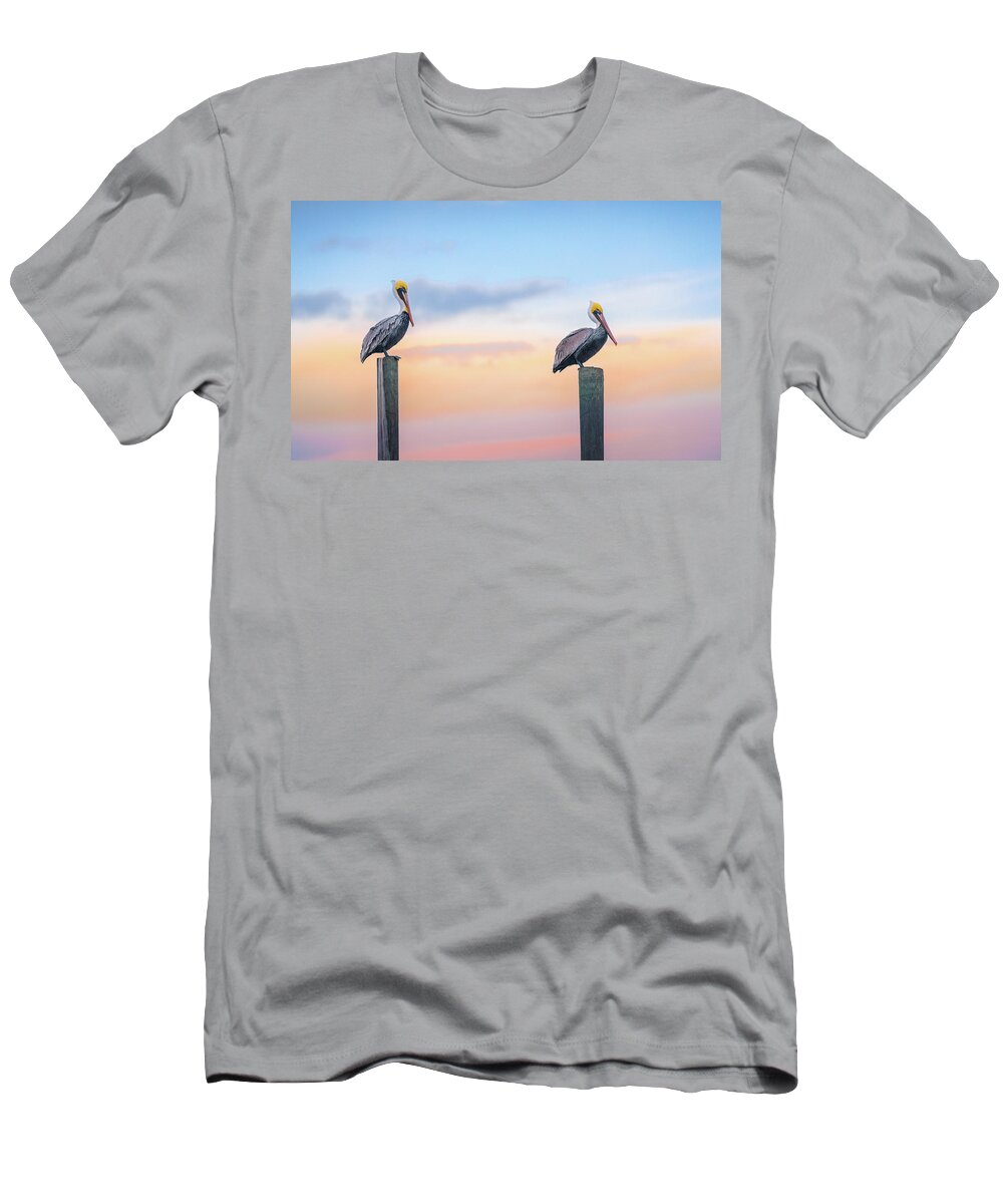 Pelican T-Shirt featuring the photograph Pelicans Pit Stop by Jordan Hill